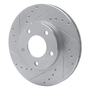 Mazda Protege Brake Rotor (1) - Front Left - R1 Concepts - Drilled & Slotted - Silver - `92-`03